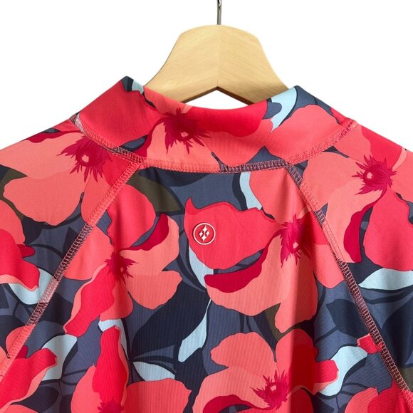 Jofit Womens Floral 1/4 Zip Long Sleeve Pink XL Golf Tennis Preppy Performance - Picture 4 of 9